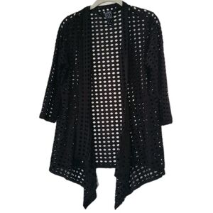 Clara Sun Woo Black Cool Art-to-Wear Funky Laser Cut-Out 3/4 Jacket Size M Sheer